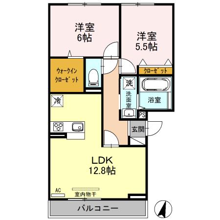 ロイヤルガーデンコート新和 A(2LDK/2階)の間取り写真