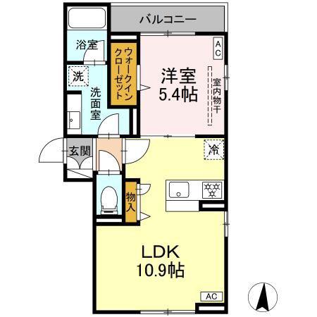 D-KOWARI(1LDK/2階)の間取り写真
