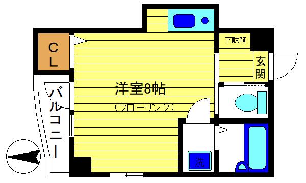 S-1288(ワンルーム/4階)の間取り写真
