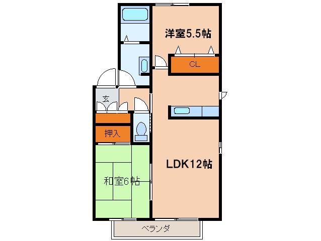 メイプルタウンC(2LDK/2階)の間取り写真