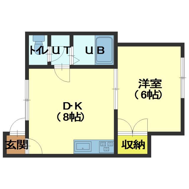 ハイツ駒場(1DK/2階)の間取り写真