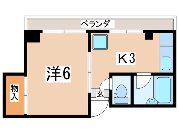 ビラ八重(1K/3階)の間取り写真