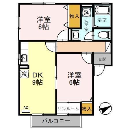 ウエストリヴィエール(2DK/2階)の間取り写真