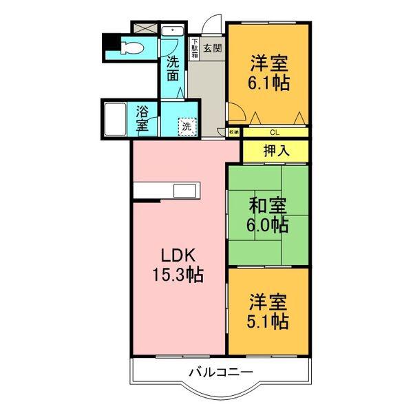 サンコート有松(3LDK/3階)の間取り写真