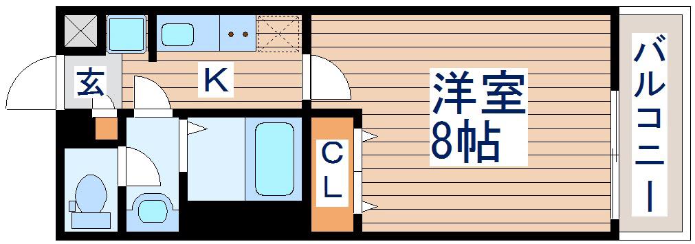 リブリ・クレールコートII(1K/2階)の間取り写真