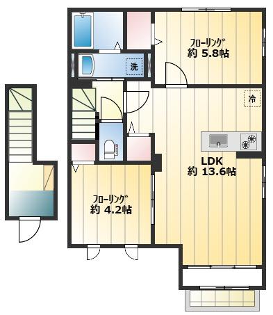 エスペランサ(2LDK/2階)の間取り写真