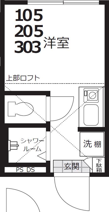 ONE CUBE 夏目坂(ワンルーム/1階)の間取り写真