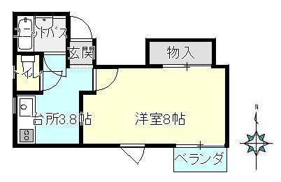メゾンJUN(1K/2階)の間取り写真