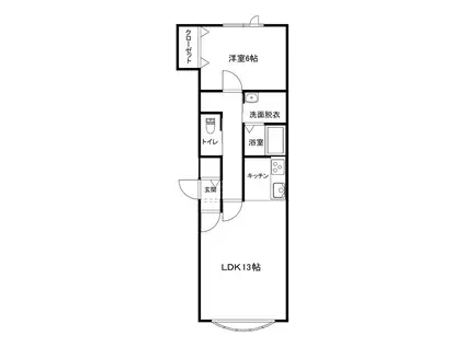 旭川市永山5条17丁目アパート1LDK(1LDK/2階)の間取り写真