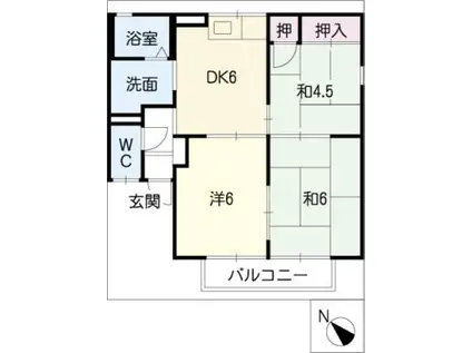 プリシェール神戸A棟(3DK/1階)の間取り写真