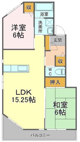 コンフォール葵A棟(2LDK/2階)の間取り写真