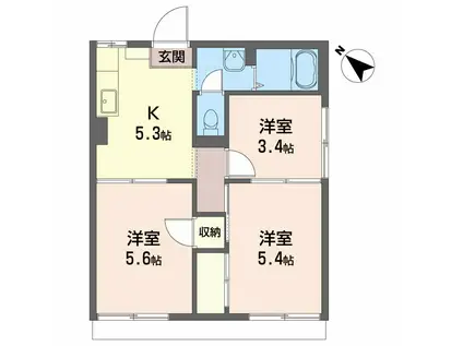 イーストコーヨーKEN(3K/1階)の間取り写真