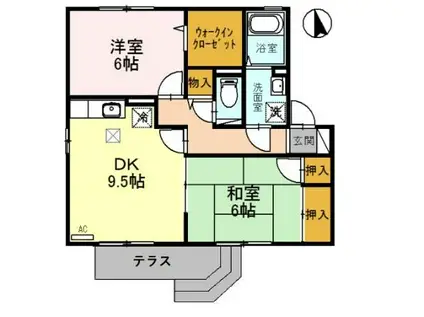 アリオスC(2DK/1階)の間取り写真