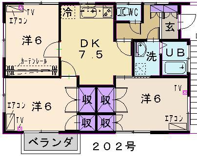 南田パインコーポ(3DK/2階)の間取り写真