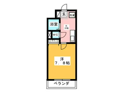 ヴィラコンテッサ原(1K/3階)の間取り写真