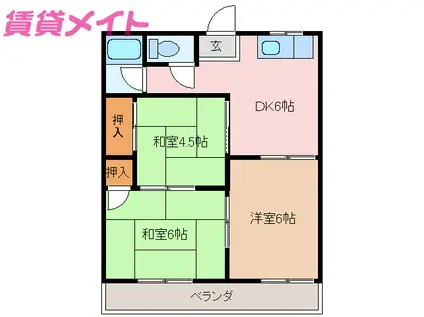 みたきハイツ(3DK/2階)の間取り写真