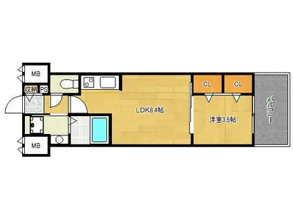 S-RESIDENCE空港通AWESOME(1LDK/4階)の間取り写真