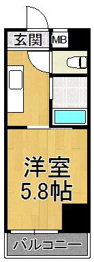 サンホームズ内山(1K/5階)の間取り写真