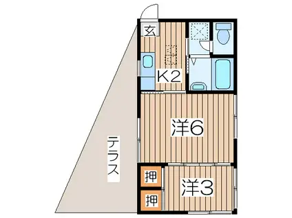 クラルテ(2K/1階)の間取り写真