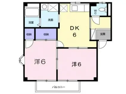 ボナール平野B棟(2DK/2階)の間取り写真