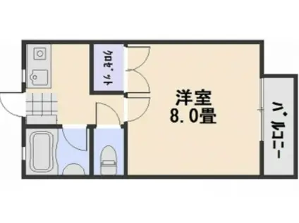 ソレアードイトウ(1K/2階)の間取り写真