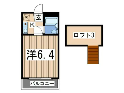 オッコーララ金沢文庫(1K/2階)の間取り写真
