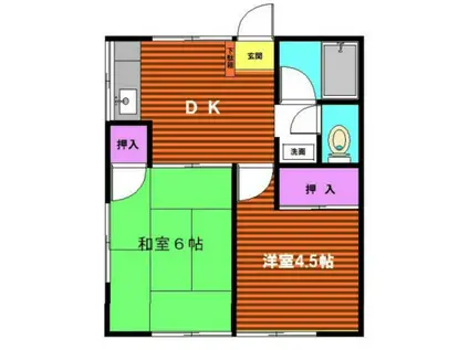 コーポ市川(2DK/2階)の間取り写真