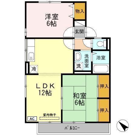 セジュール坂口A(2LDK/2階)の間取り写真