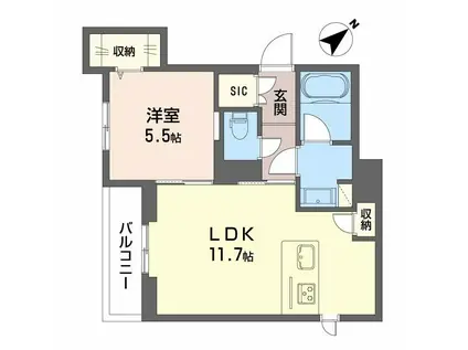 シャーメゾンさかえ町(1LDK/4階)の間取り写真