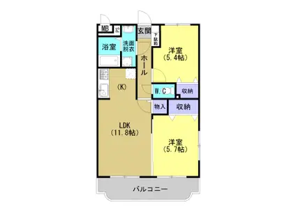 マミーマンションII(2LDK/1階)の間取り写真