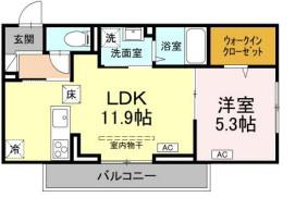 アーバンライフヒロ沖浜(1LDK/1階)の間取り写真