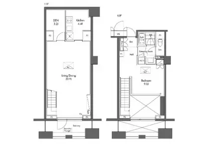 グラディート汐留ロッソ(1SLDK/12階)の間取り写真