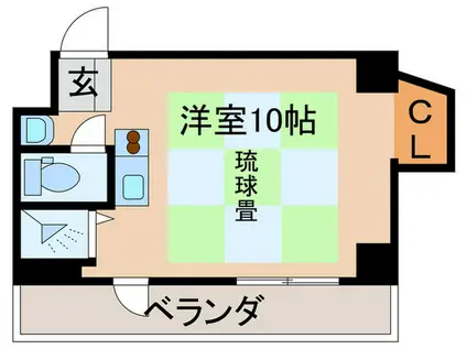 グレースマンション 弐番館(ワンルーム/3階)の間取り写真