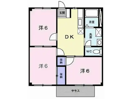 エルガーデン(3DK/1階)の間取り写真