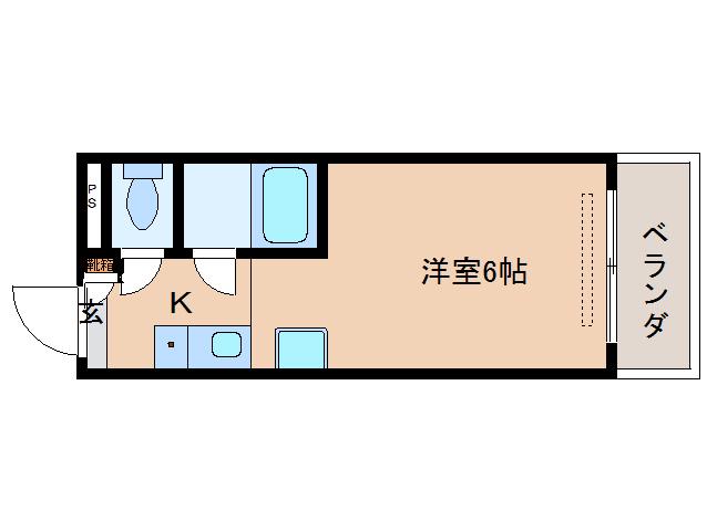 ジュネス新大宮(1K/4階)の間取り写真