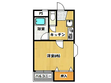 サンシティー柳川(1K/3階)の間取り写真