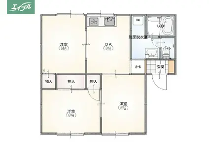 コーポなんばA(3DK/1階)の間取り写真