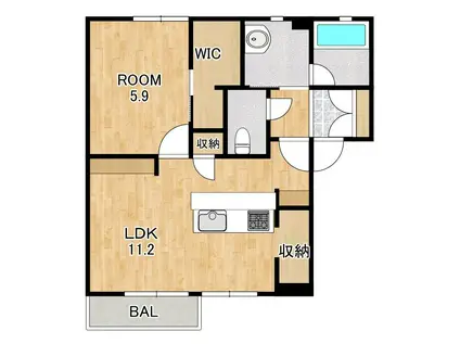 ルーラルシティー2(1LDK/2階)の間取り写真