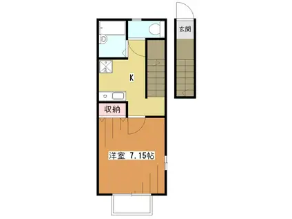 アムール萩山(1K/2階)の間取り写真