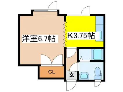ヴィレッジ芦野(1K/1階)の間取り写真