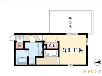 BRANCHE御器所(ワンルーム/1階)の間取り写真
