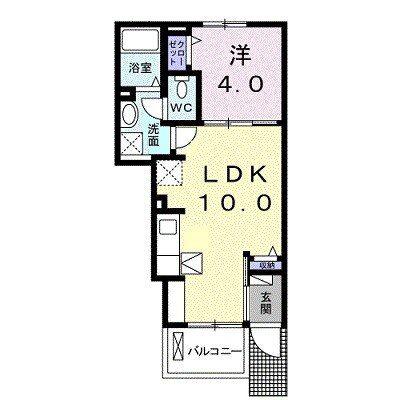 クラール東村 C(1LDK/1階)の間取り写真