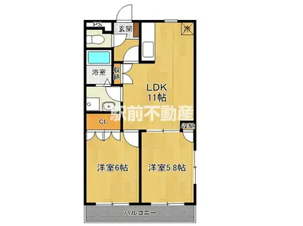 ピュア・タウン B(2LDK/2階)の間取り写真