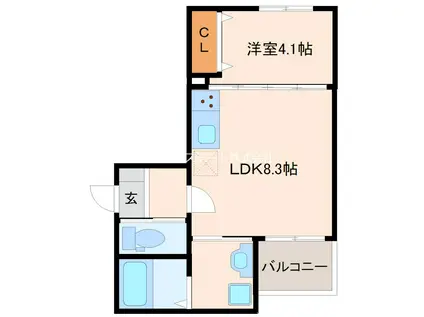T-REGNOBSFクオーレ(1LDK/2階)の間取り写真