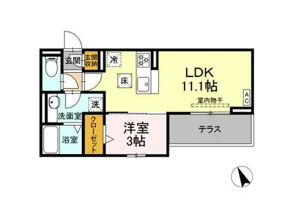 D CREST 中之郷(1LDK/1階)の間取り写真