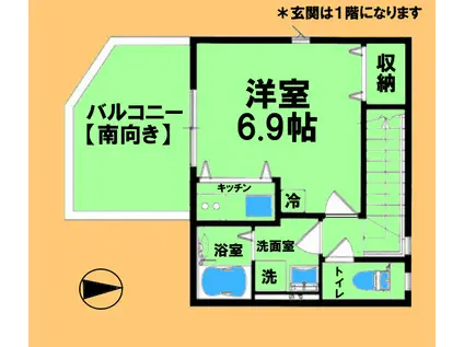 京王相模原線 橋本駅(神奈川) 徒歩11分 2階建 築9年(ワンルーム/2階)の間取り写真