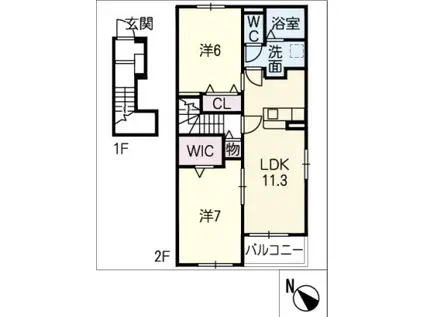 ミルブリーゼ(2LDK/2階)の間取り写真