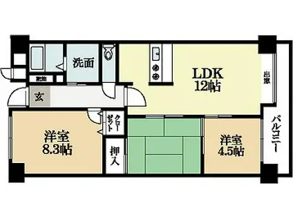 グランKS(3LDK/3階)の間取り写真