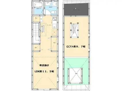 グランジュテ長原(ワンルーム/2階)の間取り写真