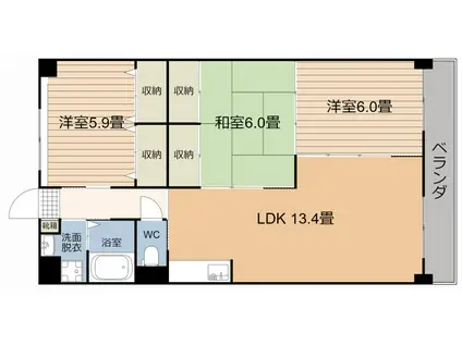 エスパシオ南栄(3LDK/5階)の間取り写真